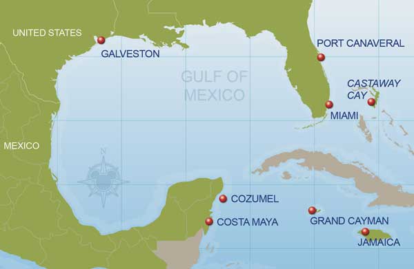 7 Night Western Caribbean Disney Cruise map